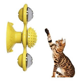 고양이 장난감 풍차형 대화형 스크래치 브러시 헤어 손질용품_ 2027644EA, 옐로우 GD03269