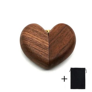 공병하트 플립 링 상자 웨딩 약혼 반지 호두 나무 홀더 맞춤 선물 기념일