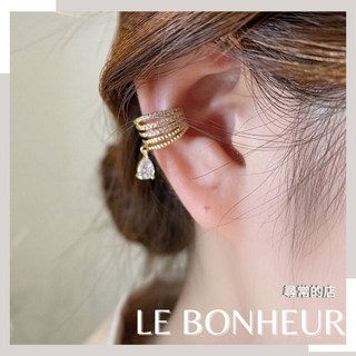 尋常的店 台灣現貨秒出 無耳洞微鑲鋯石耳骨夾 夾式耳環 垂墜鋯石