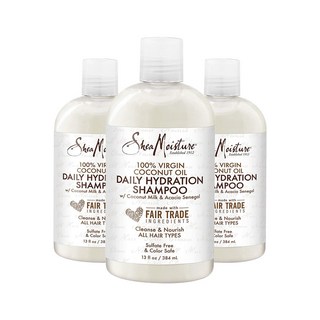 Shea Moisture 100% 버진 코코넛 오일 데일리 하이드레이션 샴푸, 384ml, 3개