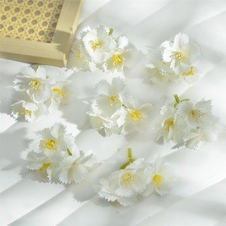 嗨購 B 仿真三朵小花裝飾配件diy 家居裝飾 假花 亞馬遜花盒搭配小清新, 白色, 1個