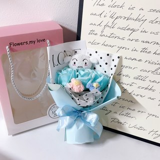 可愛卡通造型花束 療癒系居家裝飾 辦公室擺設, 5個, 小白