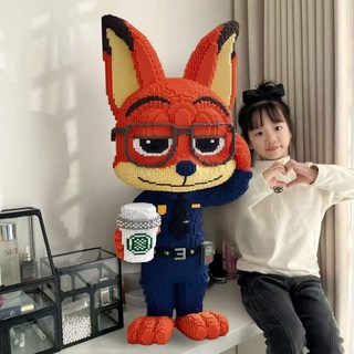 新款瘋狂動物城2警官狐狸112CM25000顆粒男女孩系列拼圖, 1個, 】巨型長寬高2.5w顆粒警官狐狸+積木錘