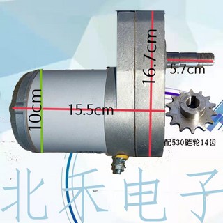 12V600W60轉400公斤 大功率 多用途 直流電機 馬達 雙施肥箱專用, 1個, 24V600W帶14齒鏈輪/530