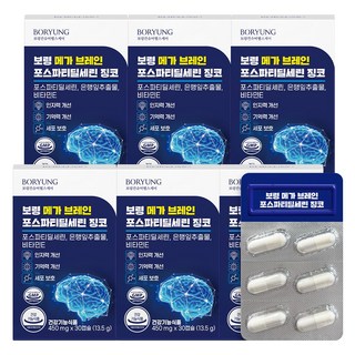 보령 메가 브레인 두뇌 인지력 기억력 포스파티딜세린 징코, 6개, 30정