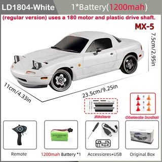 LD1804 RC 자동차 1/18 드리프트 MX5 모델 ESP 2.4G 2WD LED 조명 전체 제어 어린이 장난감 선물, 01 LD1804-W-1B1200-9RB