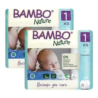 밤보네이처 밤보그린 기저귀 밴드형 신생아용 1단계 공용 22매X2개, 44매