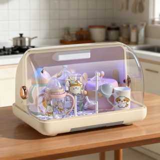 가정용 젖병살균기 젖병보관함 젖병건조대 소독기 식기살균건조기, 노란색