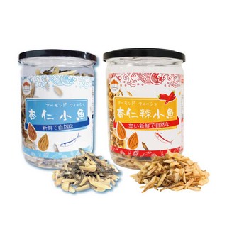 【五桔國際】酥脆杏仁小魚乾 (原味2罐 辣味1罐) - 香脆杏仁與鮮美小魚乾的完美結合, 200g, 3個