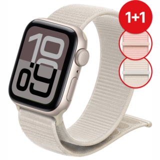네노타 애플워치 스트랩 스포츠 루프 밴드, 2개, 스타라이트+라이트핑크
