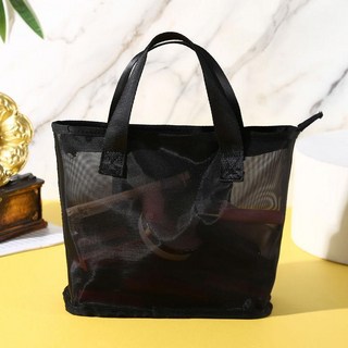 網紗手提洗漱包 便攜大容量刺繡旅遊化妝包 女用洗刷包 戶外洗澡收納包