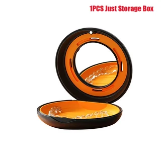 치아 교정기 보관함 (거울 포함) 마우스가드케이스 틀니 얼라이너 구강 위생 관리, 02 Black