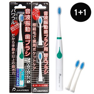 한정특가 아마데라스 음파 전동 칫솔 본품2p + 리필모 4p, 그린, 1개