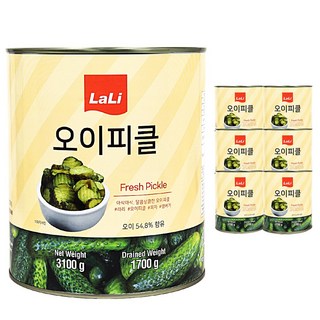 푸드올마켓_ 라리 오이피클 슬라이스 한박스/물결무늬 (3.1kg x 6ea), 3.1kg, 6개