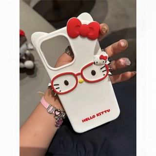 입체 안경 캐릭터키티 아이폰케이스 소프트 실리콘케이스