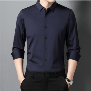 ZZL 남성 스판 셔츠 긴 소매 주름 방지 정장 긴 소매 셔츠 기초색 심플하다 대기 비즈니스 캐주얼 셔츠 봄 여름 가을 상의