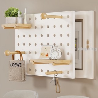 免打孔電表箱裝飾畫洞洞板電閘盒子遮擋弱電箱蓋板置物架-青檸家居, 胡桃色+橫款17mm厚,60*50容納52*42, 1個