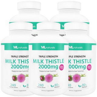 [미국번개배송] 착한명품 마이라이프 내추럴스 고함량 밀크시슬 2000mg 240정 5병, 5개