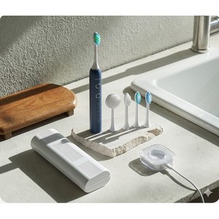 한경희 5가지 모드 3단계 IPX7 스마트 전동칫솔, 1세트, 블루, 무선 음파 전동칫솔