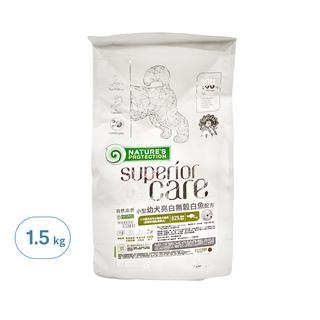 NATURE'S PROTECTION 自然本色 小型幼犬 亮白無榖白魚配方飼料, 維持皮膚健康, 1.5kg, 1袋