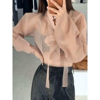 시스루저고리 리본 가디건 모던 데일리 생활