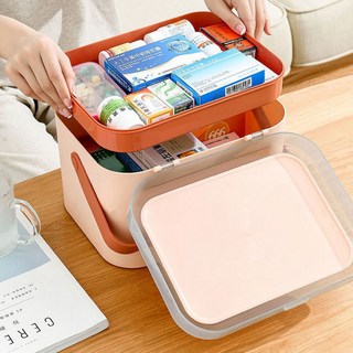 맘편한 소독약 한달약통 구급상자 구급함 손잡이 중형 2단, (대형) 핑크, 1개