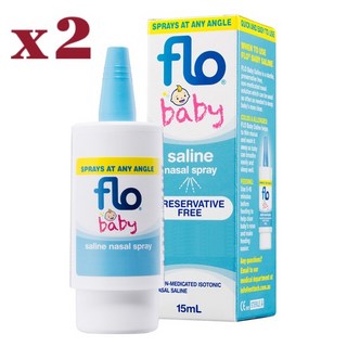 [호주정품직구] FLO 베이비 아기 코막힘 식염수 스프레이 - FLO Baby Saline Nasal Spray 15ml, 2개