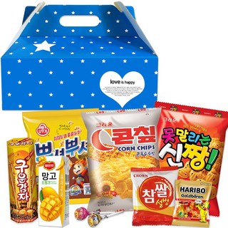 행복장바구니 과자세트 파란별손잡이세트A 8종 X 10개, 10세트, 과자 8종