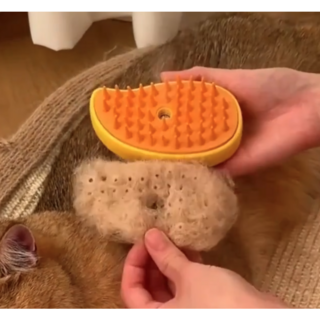 아이사랑 고양이 스팀 브러쉬 강아지빗 고양이빗 반려동물 털제거 스팀빗, 1개, 노란색