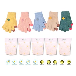 [미포리댁] 어린이집 생일 답례품 선물 유치원 구디백 스마일 장갑, 5개, 스마일장갑+데이지지퍼백 세트