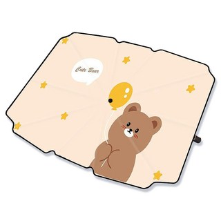 JoyBaby 前擋遮陽 汽車防曬降溫遮陽板 傘式可折疊收納附收納套, 氣球小熊, 1個