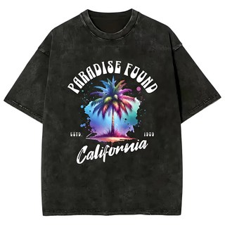 독특한 프린트가 있는 레트로 티셔츠 순면 소재 오버사이즈.