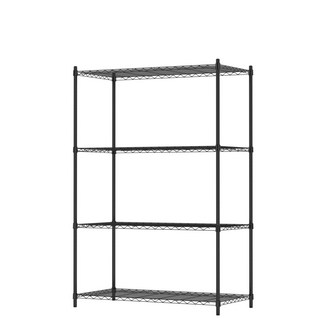 KIWISH奇意 加高款120x60x210H大尺寸四層置物架 (兩色) 四層架 防鏽耐用 鐵架 層架 收納架 鐵力士架 電器架 波浪架 免工具 架子 置物架 廚房層架 廚房收納架 廚房置物架, 暗夜黑, 4層