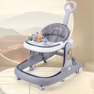 學步車防o型腿嬰兒手推車寶寶2025新款兒童多功能起步車生日禮物, 1個, 灰色+音樂盤+推把:1個