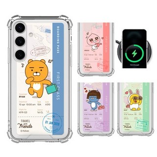 갤럭시S25플러스 (S936) 카카오프렌즈 트래블 티켓 투명 방탄 강화케이스 에어쿠션 범퍼