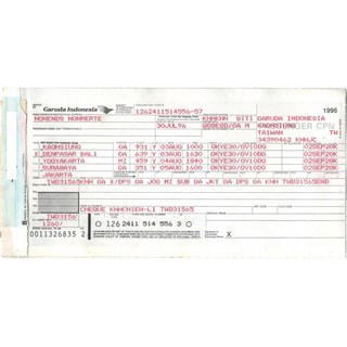 RBF GARUDA PAPER FLIGHT TICKET 機票 TICKET-GAR，精美印刷，高品質紙質，體驗飛行樂趣, 1個