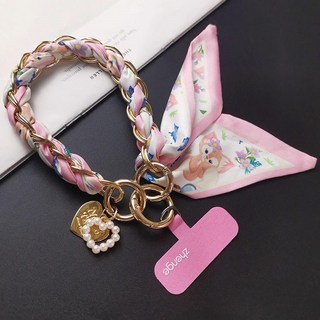 BAFC1857 핸드폰 줄 쇼트 타입 손목 체인 고급 스카프 메탈 트위스트 체인 카메라 스트랩, 1개, 핑크