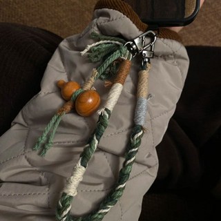 桃木葫蘆藏式手機鏈掛繩，手工編織民族風手機掛繩，高顏值閨蜜禮物推薦, 1個, 森系綠色手機掛繩喲