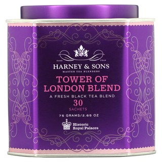 Harney & Sons 타워 오브 런던 블렌드 프레시 홍차 블렌드 30 주머니 2.67 oz (75 g) 1팩, 30개
