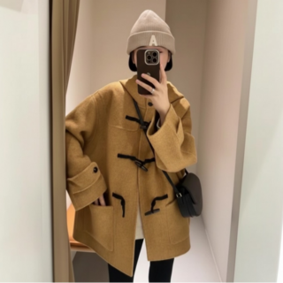 유니크코코 키작녀 핸드메이드 떡볶이 하프 울 코트 ot5811