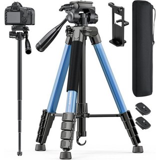 캠보포토 73인치 카메라 삼각대 및 모노포드 전문가용 알루미늄 스탠드 미러리스 카메라+ DSLR+ 휴대폰+ 캠코더+ 고프로용 휴대폰 거치대 여행 가방 포함 버번 오렌지 45, Navy Blue 454081