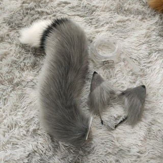 【開發票/統編】獸耳獸尾毛絨套裝 COS手工仿真狼耳狐狸尾巴 髮箍頭飾漫展髮飾, 尾巴, 1個