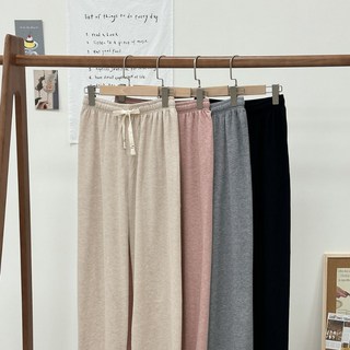 【Fee現貨4色】春天直筒鬆緊高腰針織闊腿褲 直坑條鬆緊抽繩綁帶闊腿棉長褲 垂感針織褲 韓國寬褲 落地褲