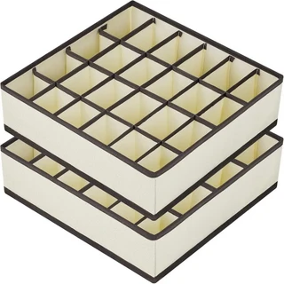 문짝지그 24이 2 수납 상자 넥및 속옷을 접이식 적층형 정리함 공간 절약형 서랍, 02 BEIGE2PCS