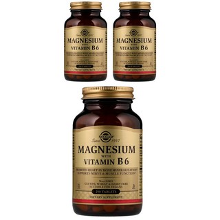 SOLGAR 鎂維他命B6補充錠, 250顆, 3罐