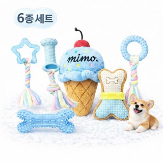 리더스펫 강아지 이갈이 치발 터그놀이 멀티 장난감 6종 세트, 1세트, 블루