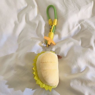 ins潮款毛絨榴蓮掛件含夾片通用手機殼鑰匙扣腕帶掛鏈手機殼掛繩, 1個, 毛絨榴蓮掛件+JH78黃綠+黃三角