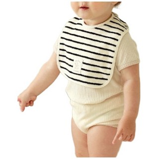 Malolotte 幼兒用條紋Terry圍兜, 黑色, 1個, 1入