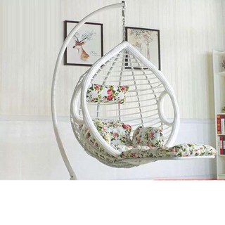 카페 라탄 그네 1인용 둥지 체어 정원 행잉 의자 흔들 해먹 행잉체어 테라스 그네의자, 1인 발판 포함 신상품 구매 1개 B