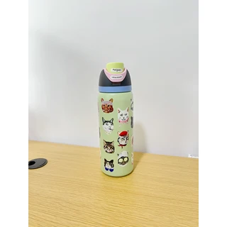 신제품 O---Wa 32온스 스테인리스 스틸 보온병 냉수병 빨대컵 최신 색상 고양이 패턴 물병 스포츠, 01 901-1000ml, 01 As shown